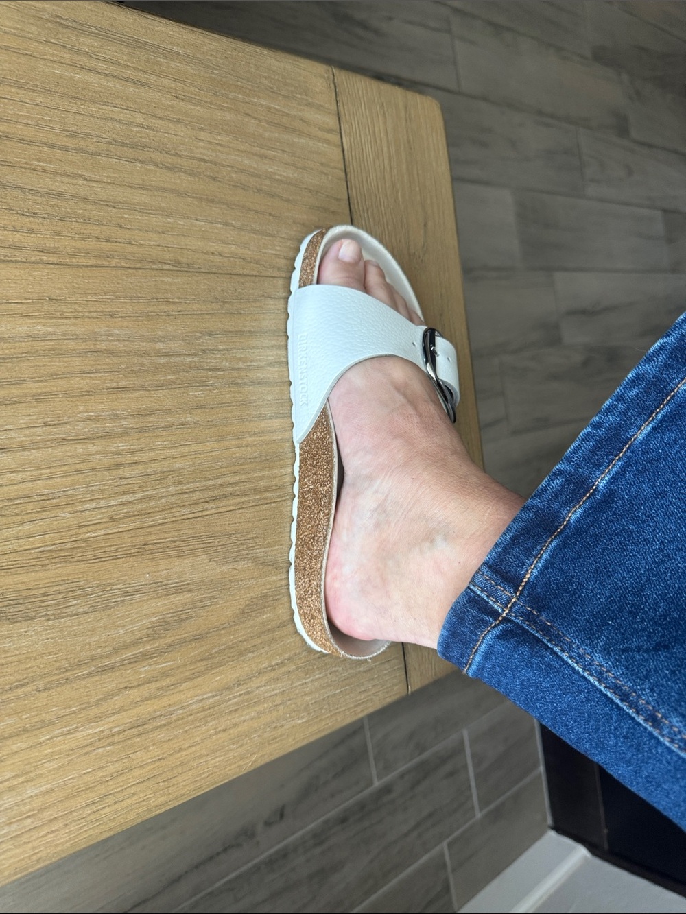 Birkenstock White Madrid Big Buckle Slide Sandals - Picture 7 of 12